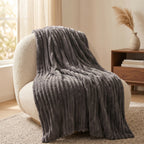 SOGA 150x200cm Grey Flannel Polyester Throw Blanket
