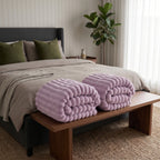 SOGA 2X 230x200cm Purple Flannel Polyester Throw Blanket