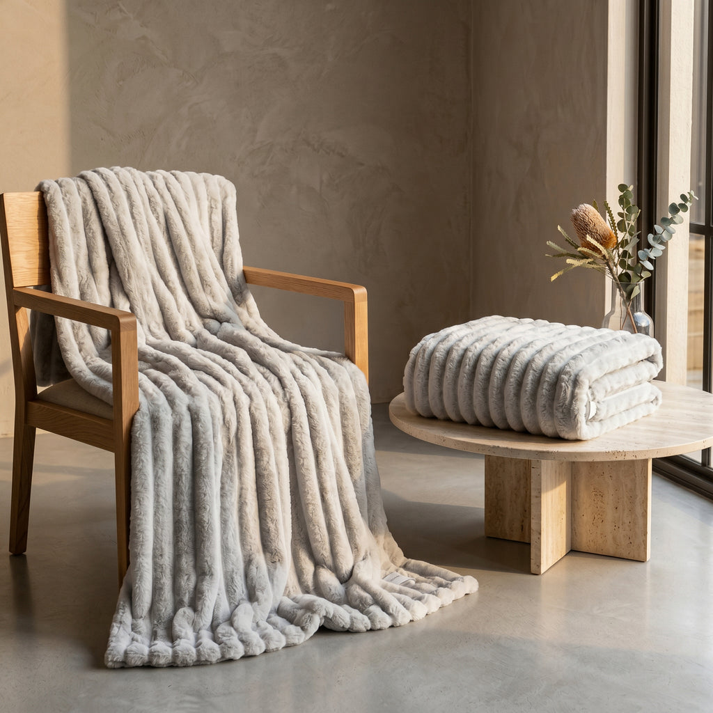 SOGA 2X150x200cm Silver Flannel Polyester Throw Blanket
