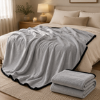 SOGA 2X 230x200cm Silver Flannel Polyester Throw Blanket