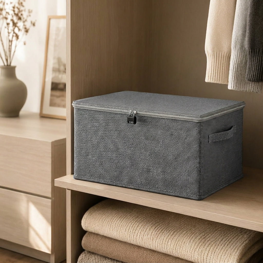 SOGA (40x30x20cm) Grey Fabric Storage Box Home Organizer ( Large)