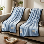 SOGA 2X 230x200cm Blue Flannel Polyester Throw Blanket