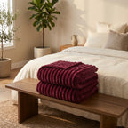SOGA 2X 150x200cm Burgundy Flannel Polyester Throw Blanket