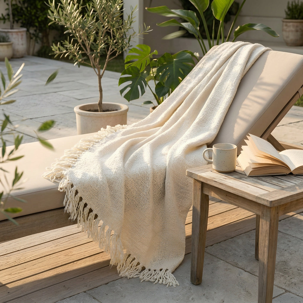 SOGA 2X Beige Polyester Throw Blanket Soft Cozy Sofa Bed