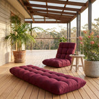 SOGA 2X Burgundy Flannel Lounge Chair Cushion Soft Comfortable Seat Pad