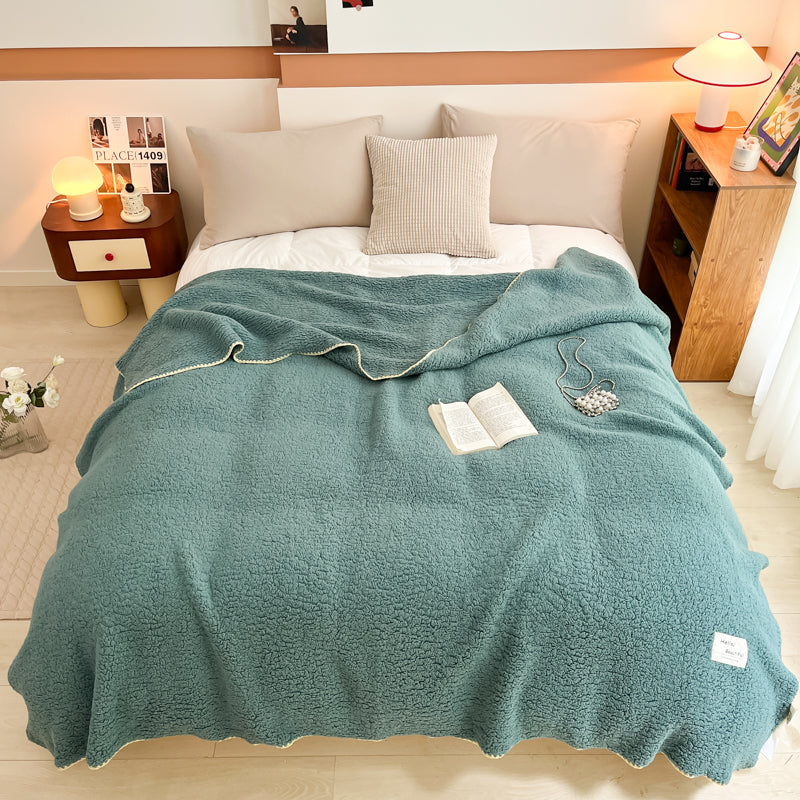 SOGA 230x200cm Grayish-green Flannel Polyester Throw Blanket