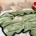 SOGA 230x200cm Green Flannel Polyester Throw Blanket