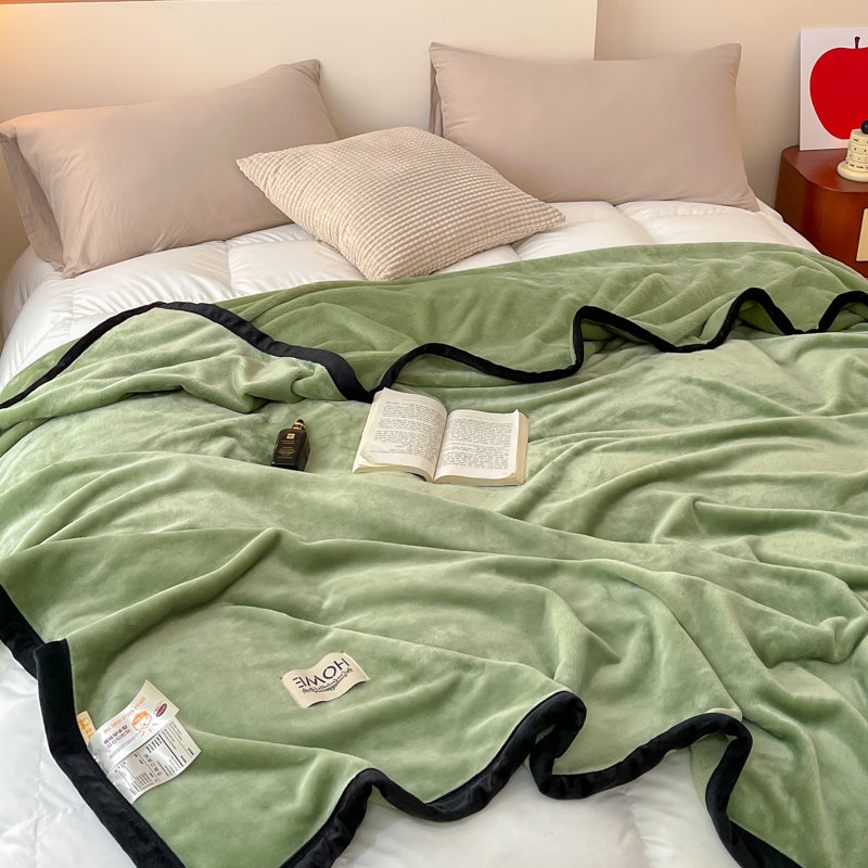 SOGA 230x200cm Green Flannel Polyester Throw Blanket