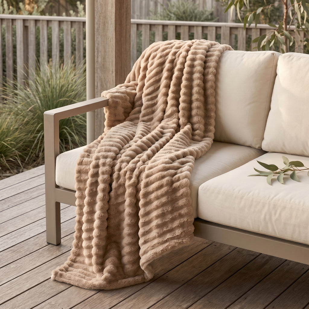 SOGA 150x200cm Light Coffee Flannel Polyester Throw Blanket