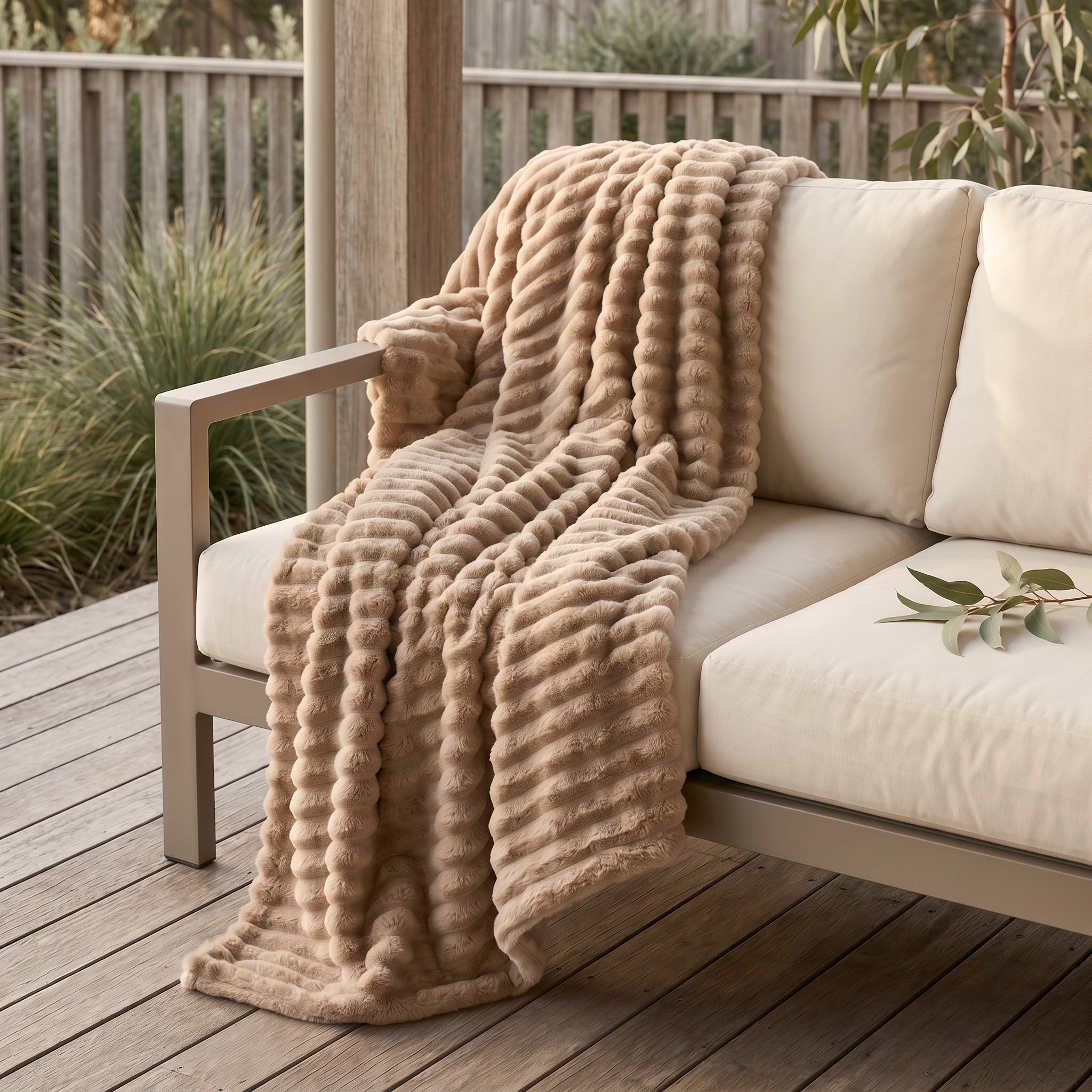 SOGA 150x200cm Light Coffee Flannel Polyester Throw Blanket