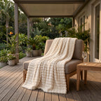 SOGA 150x200cm Cream Flannel Polyester Throw Blanket