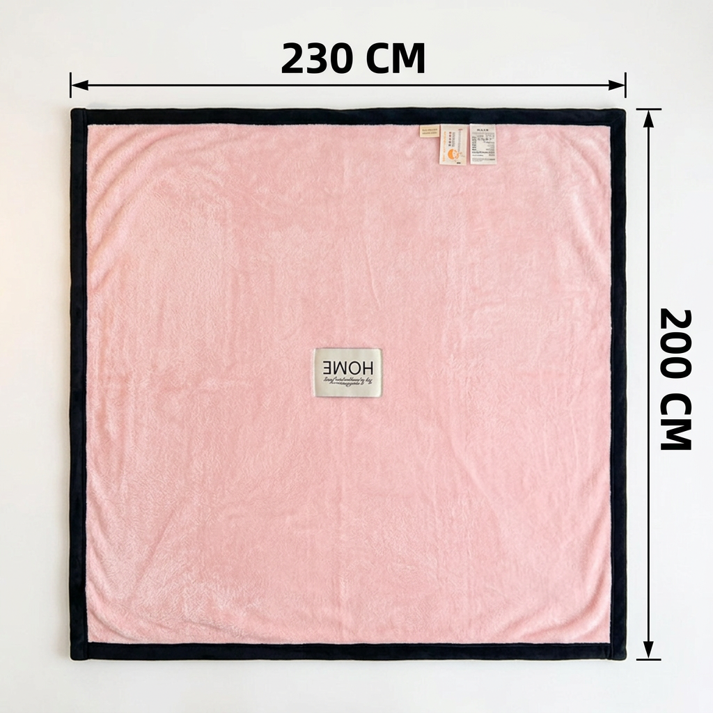 SOGA 2X 230x200cm Pink Flannel Polyester Throw Blanket