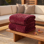 SOGA 2X 150x200cm Burgundy Flannel Polyester Throw Blanket