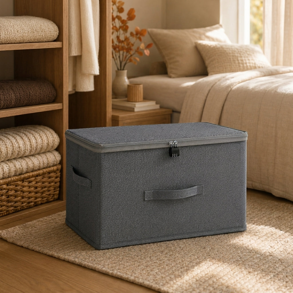 SOGA (49x37x30cm) Grey Fabric Storage Box Home Organizer