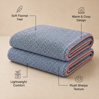 SOGA 230x200cm Dusty Blue Flannel Polyester Throw Blanket