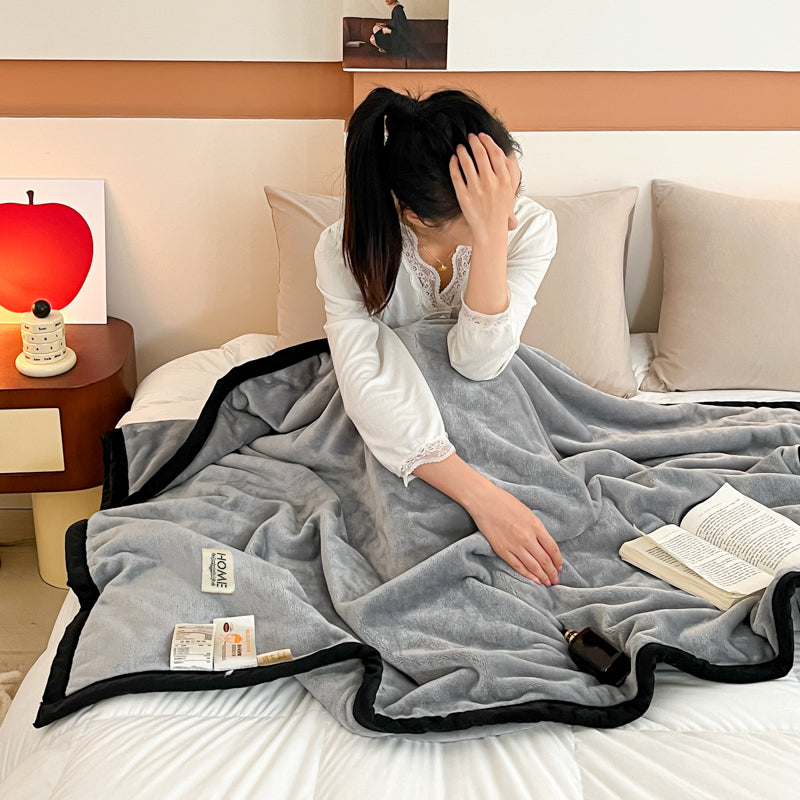 SOGA 230x200cm Silver Flannel Polyester Throw Blanket