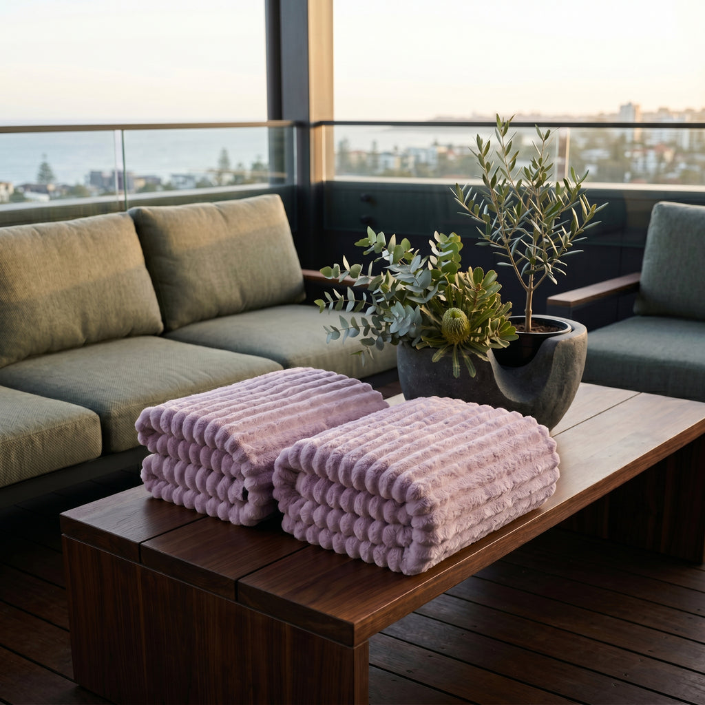SOGA 2X 150x200cm Purple Flannel Polyester Throw Blanket
