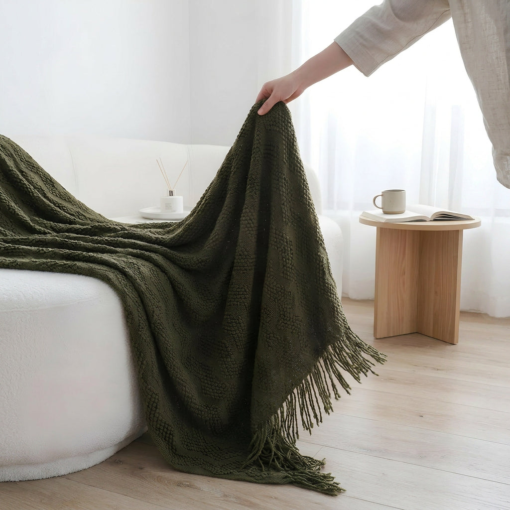 SOGA Army Green Polyester Throw Blanket Soft Cozy Sofa Bed