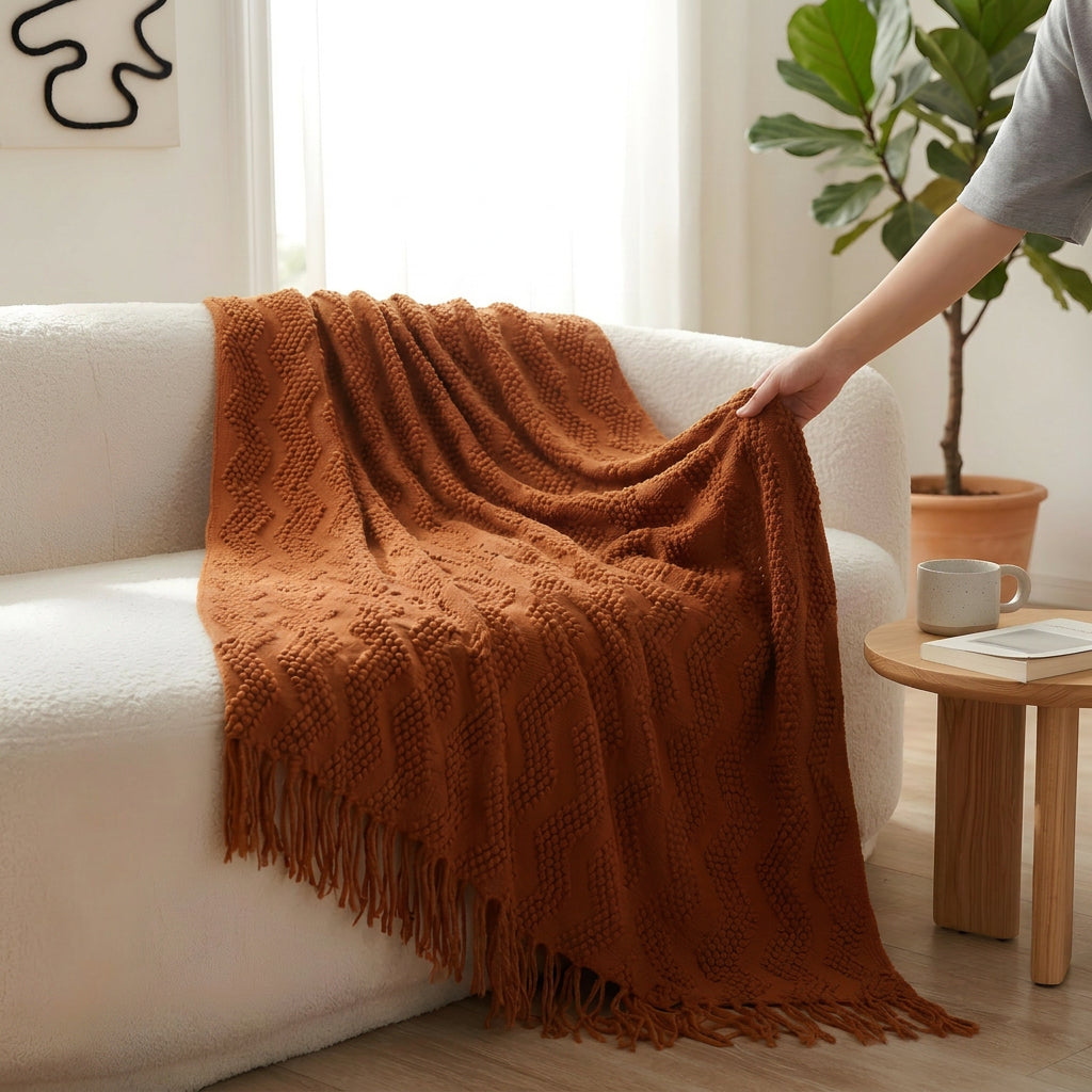 SOGA 2X Brown Polyester Throw Blanket Soft Cozy Sofa Bed