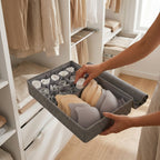 SOGA (44x29x13cm) Grey 15+1 Compartment Fabric Storage Box Organizer