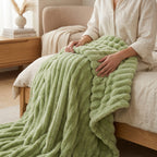 SOGA 2X 230x200cm Light Green Flannel Polyester Throw Blanket