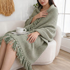 SOGA Sage Green Polyester Throw Blanket 45x35x12cm Soft Cozy Sofa Bed