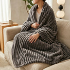 SOGA 230x200cm Grey Flannel Polyester Throw Blanket