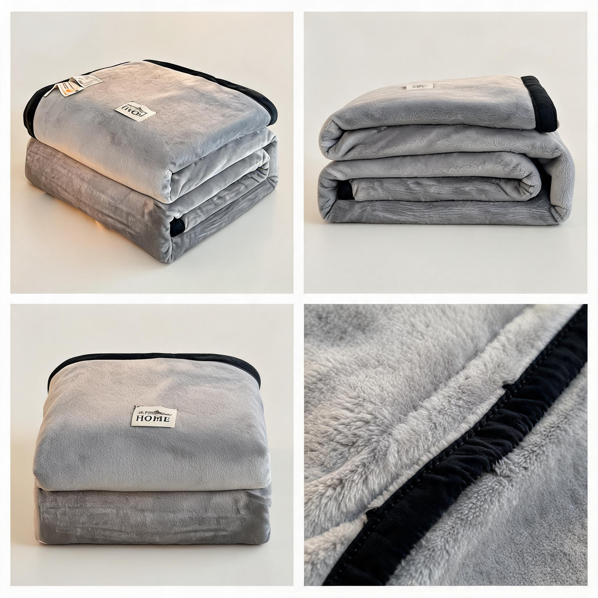 SOGA 2X 230x200cm Silver Flannel Polyester Throw Blanket