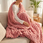 SOGA 2X 230x200cm Pink Flannel Polyester Throw Blanket