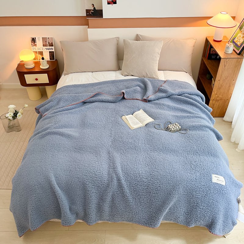 SOGA 230x200cm Dusty Blue Flannel Polyester Throw Blanket