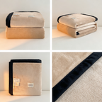 SOGA 2X 230x200cm Biege Flannel Polyester Throw Blanket
