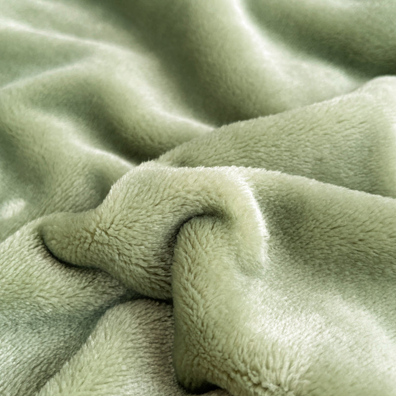 SOGA 230x200cm Green Flannel Polyester Throw Blanket