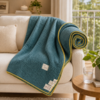 SOGA 2X 230x200cm Grayish-green Flannel Polyester Throw Blanket