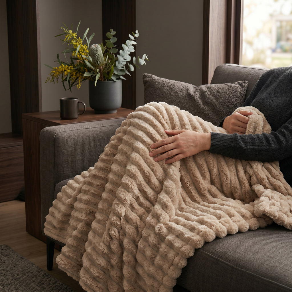 SOGA 150x200cm Light Coffee Flannel Polyester Throw Blanket