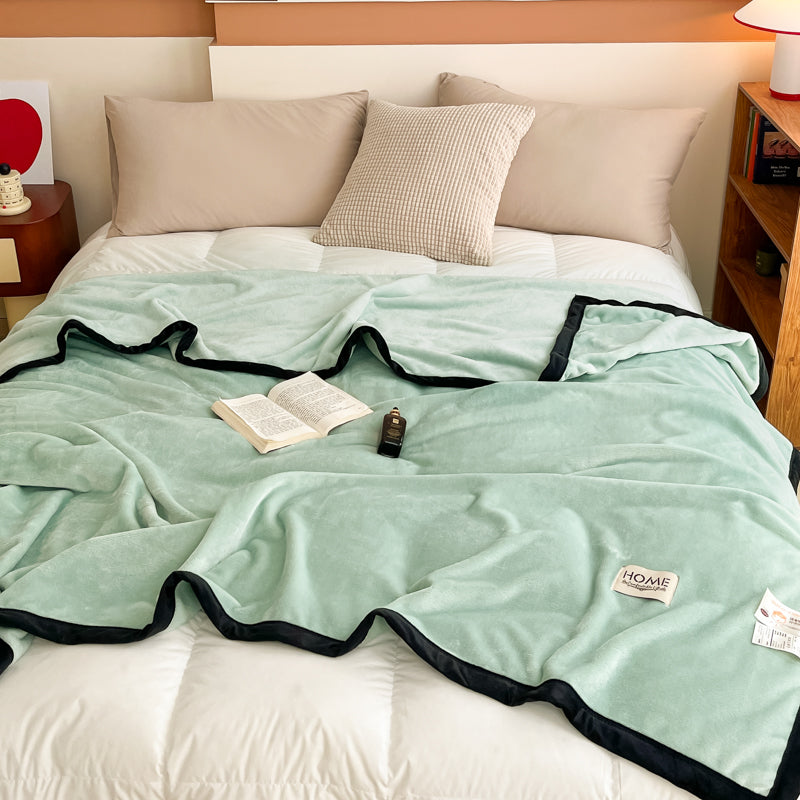 SOGA 230x200cm Mint Green Flannel Polyester Throw Blanket