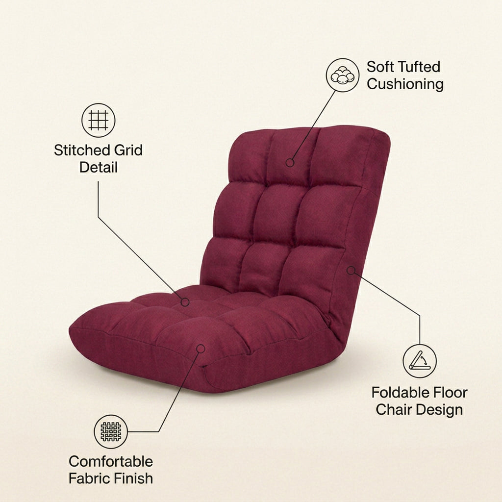SOGA 2X Burgundy Flannel Lounge Chair Cushion Soft Comfortable Seat Pad