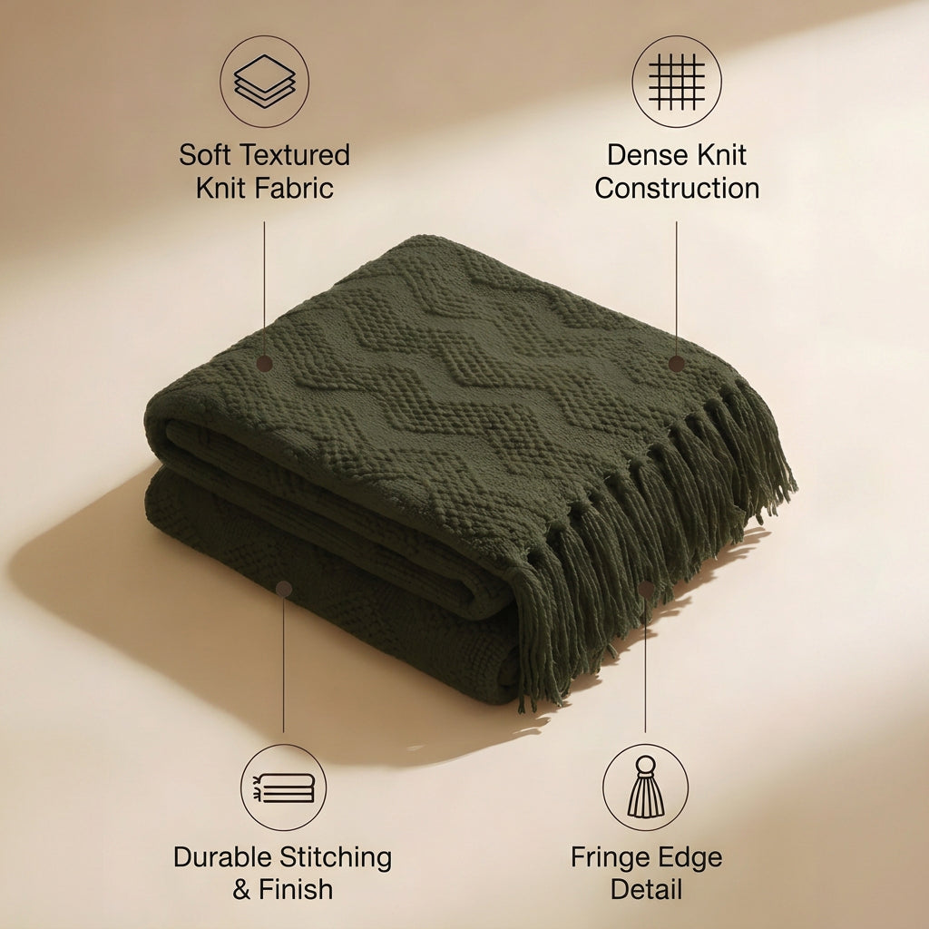 SOGA Army Green Polyester Throw Blanket Soft Cozy Sofa Bed