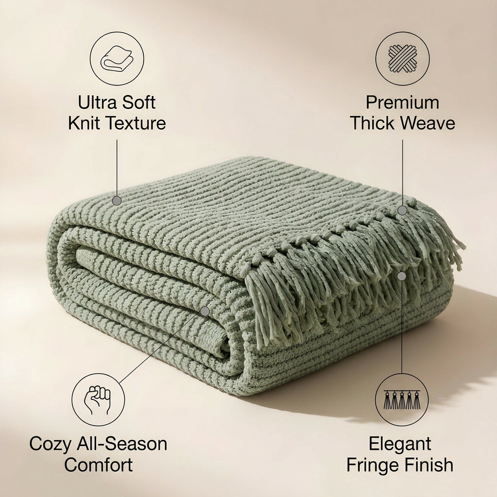 SOGA 2X Sage Green Polyester Throw Blanket 45x35x12cm Soft Cozy Sofa Bed
