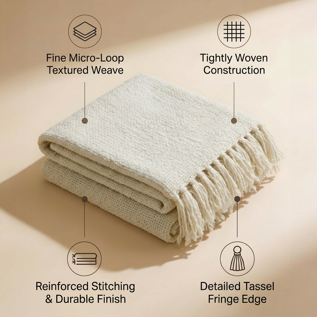 SOGA Beige Polyester Throw Blanket Soft Cozy Sofa Bed