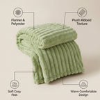 SOGA 2X 150x200cm Light Green Flannel Polyester Throw Blanket
