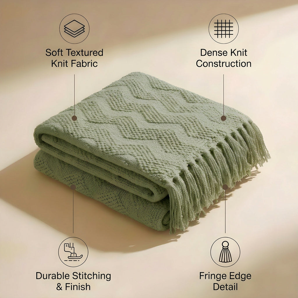SOGA Green Polyester Throw Blanket Soft Cozy Sofa Bed