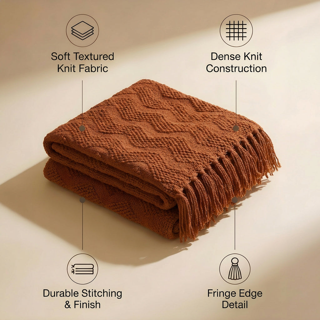 SOGA Brown Polyester Throw Blanket Soft Cozy Sofa Bed