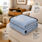 SOGA 2X 230x200cm Blue Flannel Polyester Throw Blanket