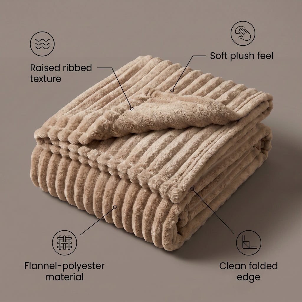 SOGA 150x200cm Light Coffee Flannel Polyester Throw Blanket