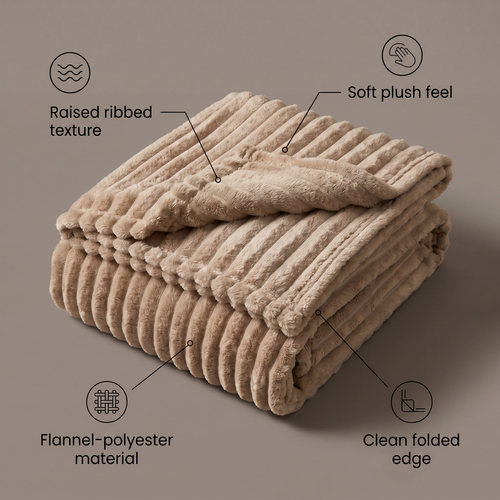 SOGA 150x200cm Light Coffee Flannel Polyester Throw Blanket