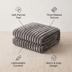 SOGA 2X 150x200cm Grey Flannel Polyester Throw Blanket