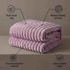 SOGA 230x200cm Purple Flannel Polyester Throw Blanket