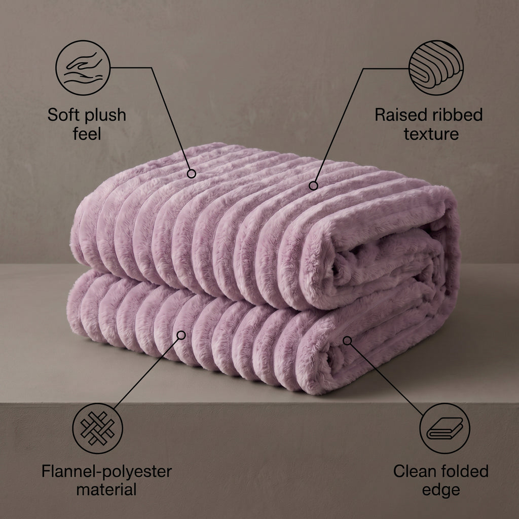 SOGA 2X 230x200cm Purple Flannel Polyester Throw Blanket