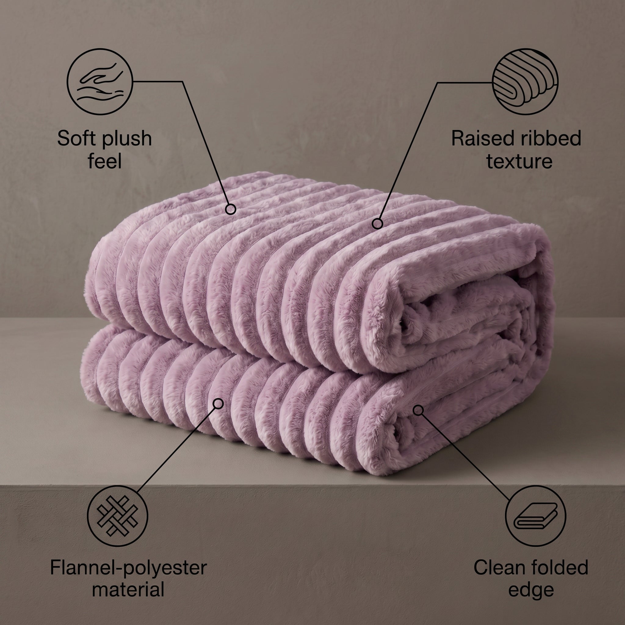 SOGA 2X 230x200cm Purple Flannel Polyester Throw Blanket