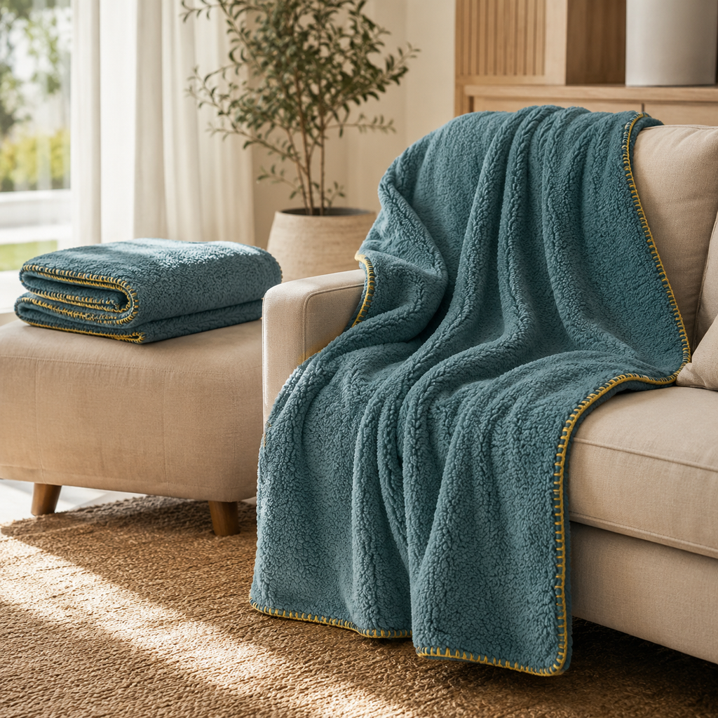 SOGA 2X 230x200cm Grayish-green Flannel Polyester Throw Blanket